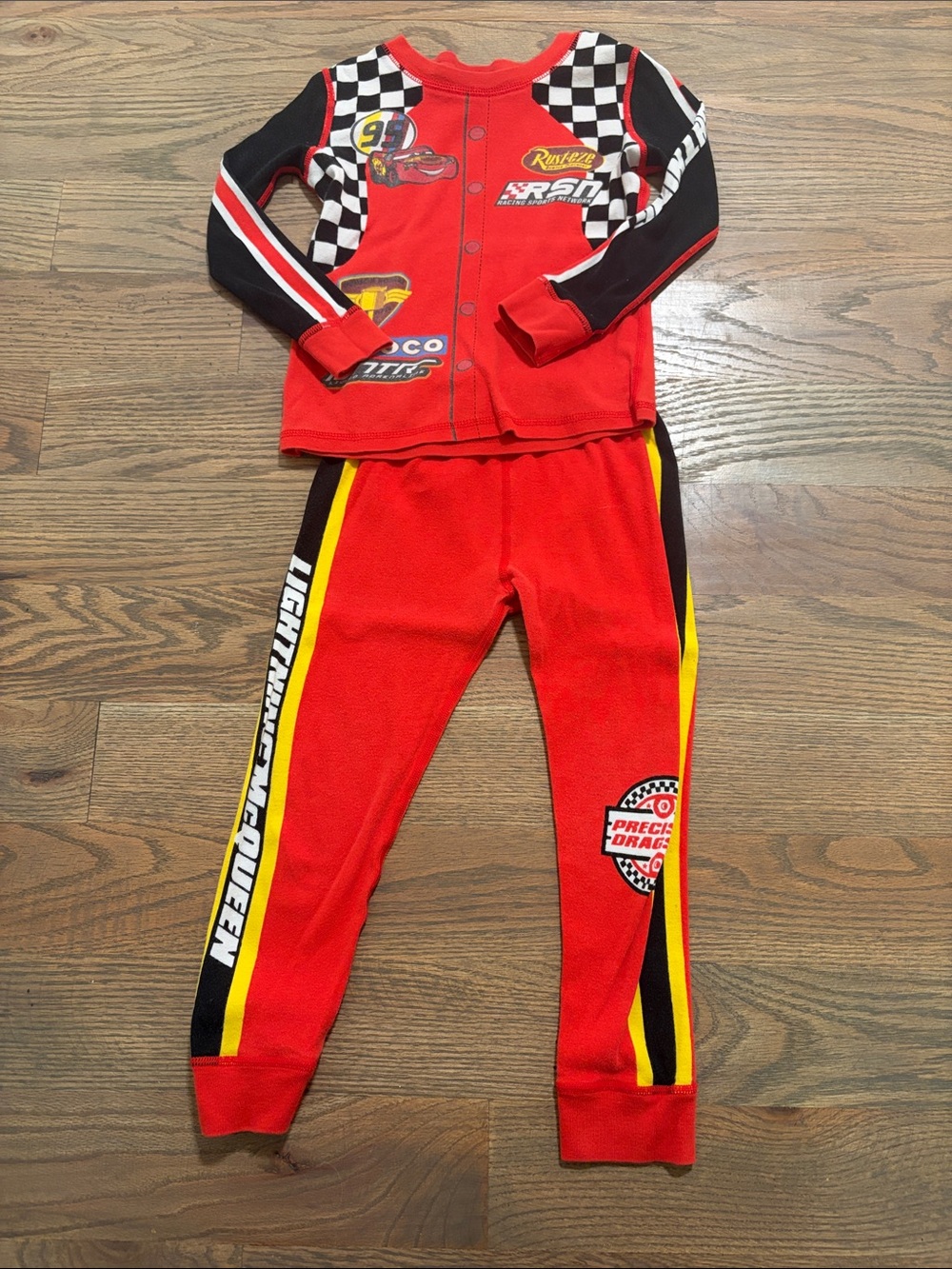 Disney Lightning McQueen Red and Black Racing Pajama Set size 4 GUC